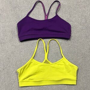 2 Lululemon Flow-Y Sports Bras Purple and Green Size 8